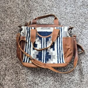 Brown and Blue Patterned Women's Bag